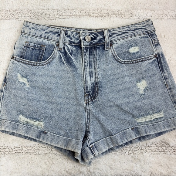 PacSun Denim Mom Shorts size 27 Acid Washed Cuffed Barcelona - Picture 1 of 12